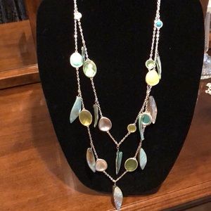 Sea-glass colored long necklace